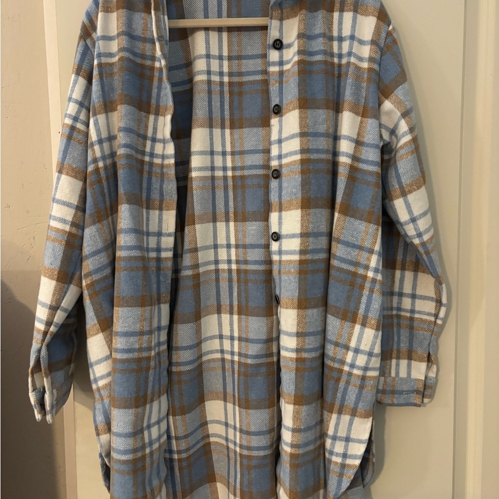 Impressions Blue and Brown Plaid Jacket